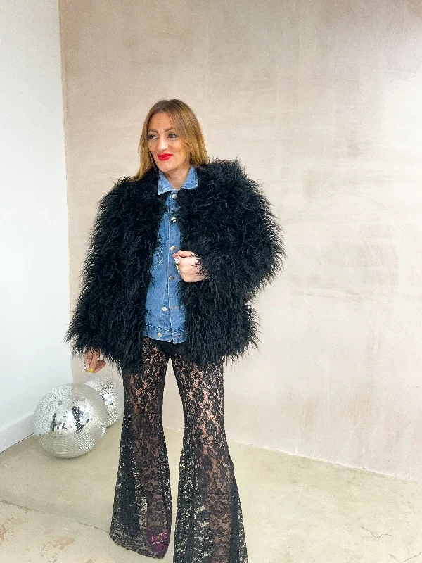 Today’s Deal tailored blazer coatShabby Faux Fur Coat In Black