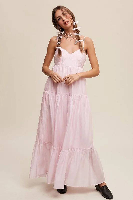 Sale Event vintage-inspired dressLight Pink Sleeveless Tiered Maxi Dress