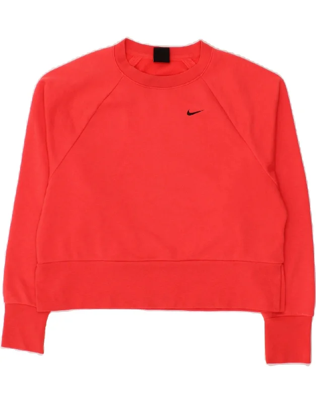 Overstock NIKE Womens Dri Fit Oversized Crop Sweatshirt Jumper UK 10 Small Red