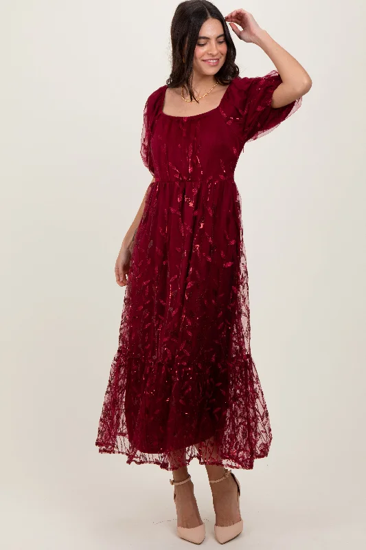 Price Cut floral wrap dressBurgundy Embroidered Sequin Detail Mesh Overlay Maxi Dress Price Cut floral wrap dressBurgundy Embroidered Sequin Detail Mesh Overlay Maxi Dress