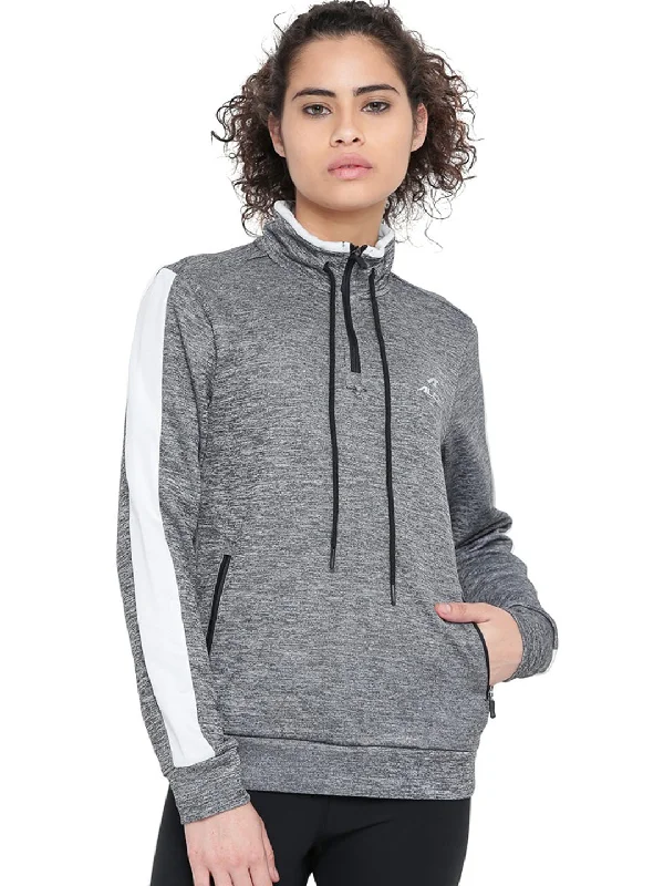 Anniversary Sale Alcis Women Grey & Black Solid Sweatshirt 236WSS076