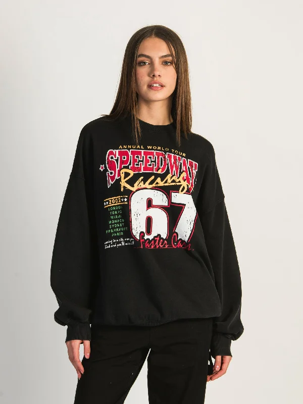 Weekend Flash Sale HARLOW MICHELLE PRINT CREWNECK - SPEEDWAY RACING