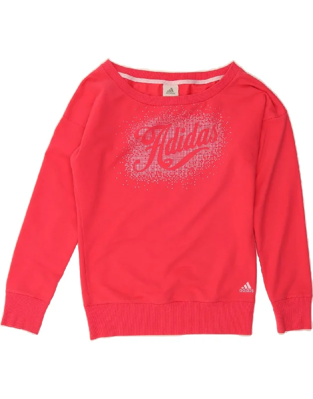 Bonus Savings ADIDAS Womens Graphic Sweatshirt Jumper UK 12 Medium Pink Cotton