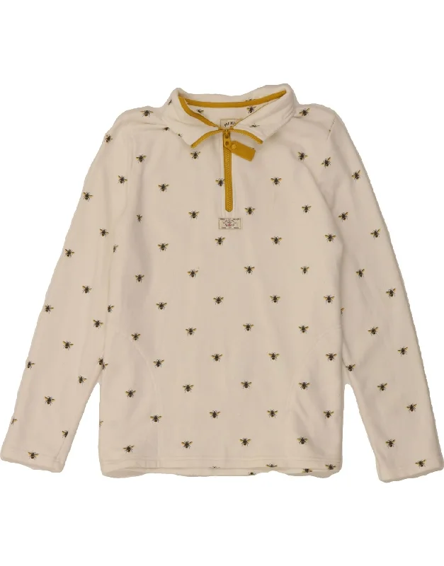 Deep Discounts JOULES Womens Zip Neck Sweatshirt Jumper UK 14 Medium  White Animal Print