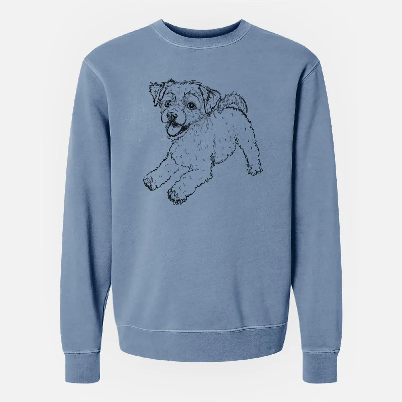Year-End Clearance fashion gym hoodieDoodled Stuart the Chipoo - Unisex Pigment Dyed Crew Sweatshirt
