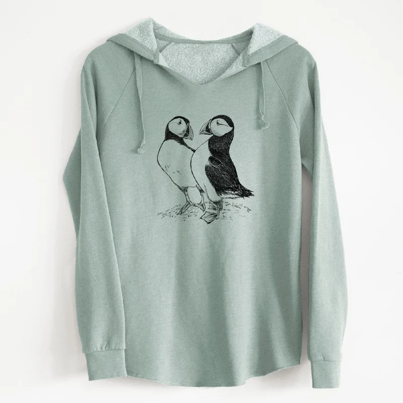 YEAR-End Sale smooth fit athletic sweatshirtAtlantic Puffins Pair - Fratercula arctica - Cali Wave Hooded Sweatshirt