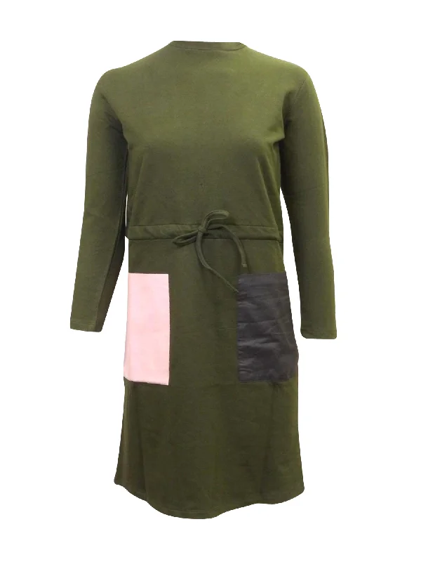 elegant dressCurly Joe Olive Dress with Color Pockets