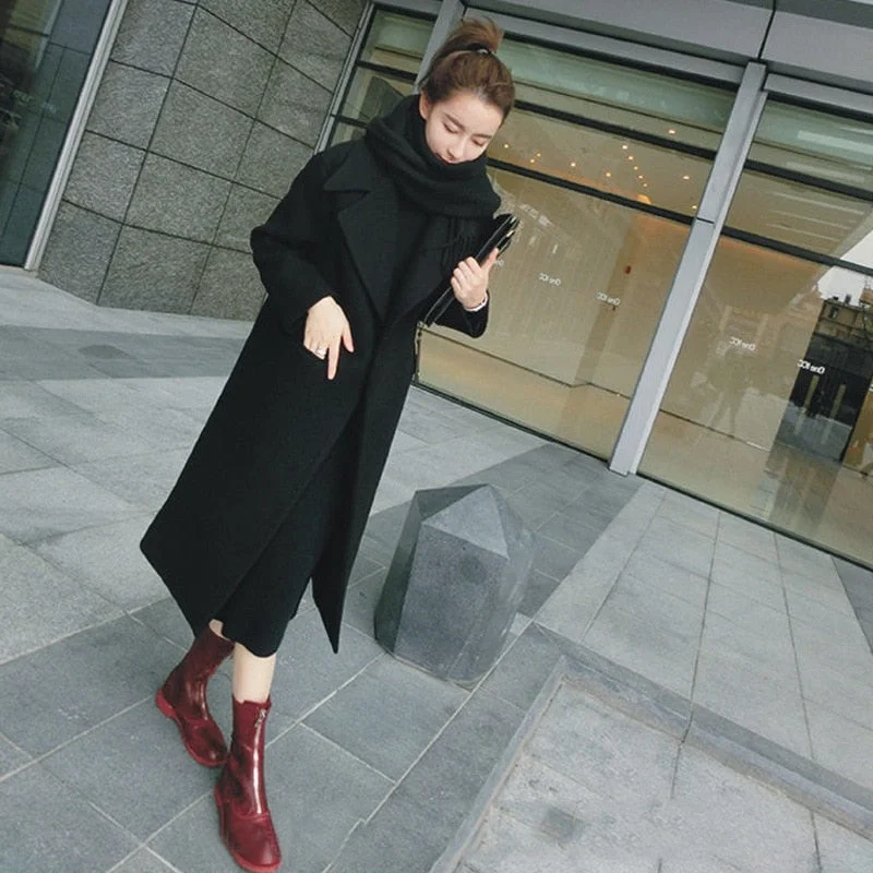 insulated coatWinter woman coat female 2018 long thick jacket double-faced woolen windbreaker women's thin overcoat cashmere coat women