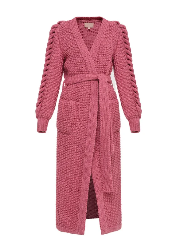 Referral Discount relaxed winter jacketHAND KNITTED PINK COAT