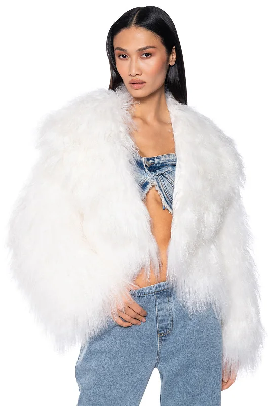 Special Discount minimalist jacketREAL MONGOLIAN FUR CROP JACKET
