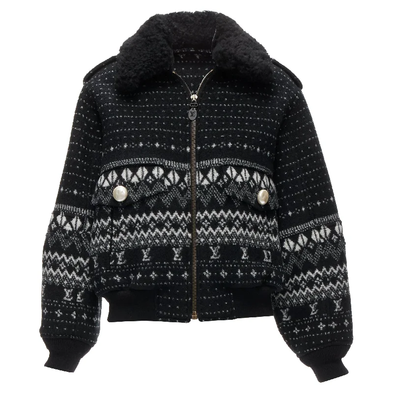 Customer Appreciation Sale Louis Vuitton LV logo intarsia argyle wool boxy aviator jacket