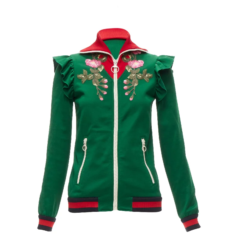 Year-End Sale Gucci Alessandro Michele floral applique ruffled track jacket