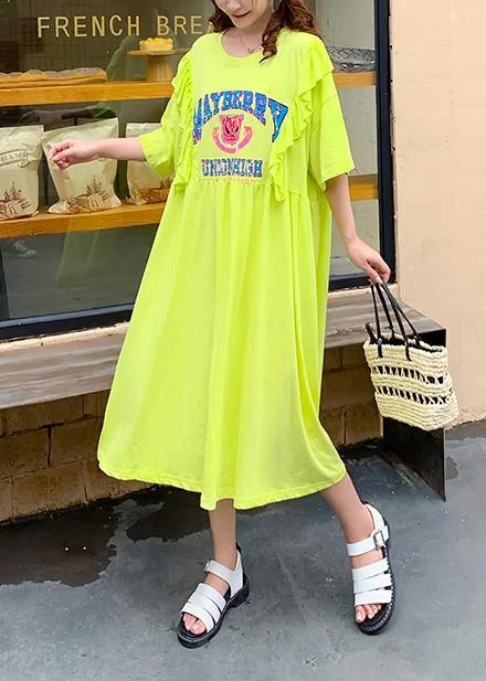 Savings Alert structured dressWomen yellow Cartoon print tunics for women o neck Ruffles Traveling Dress Savings Alert structured dressWomen yellow Cartoon print tunics for women o neck Ruffles Traveling Dress