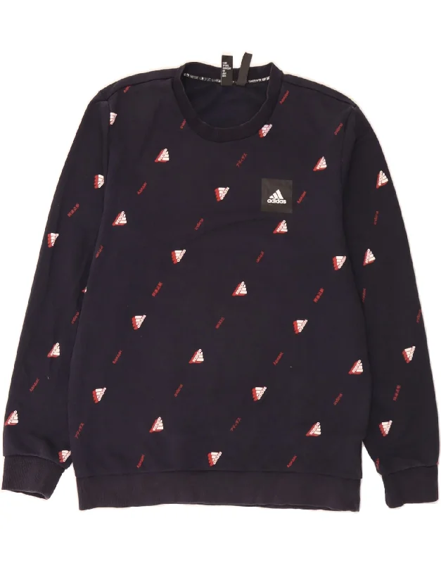 Today Only ADIDAS Mens Graphic Sweatshirt Jumper Large Navy Blue Cotton
