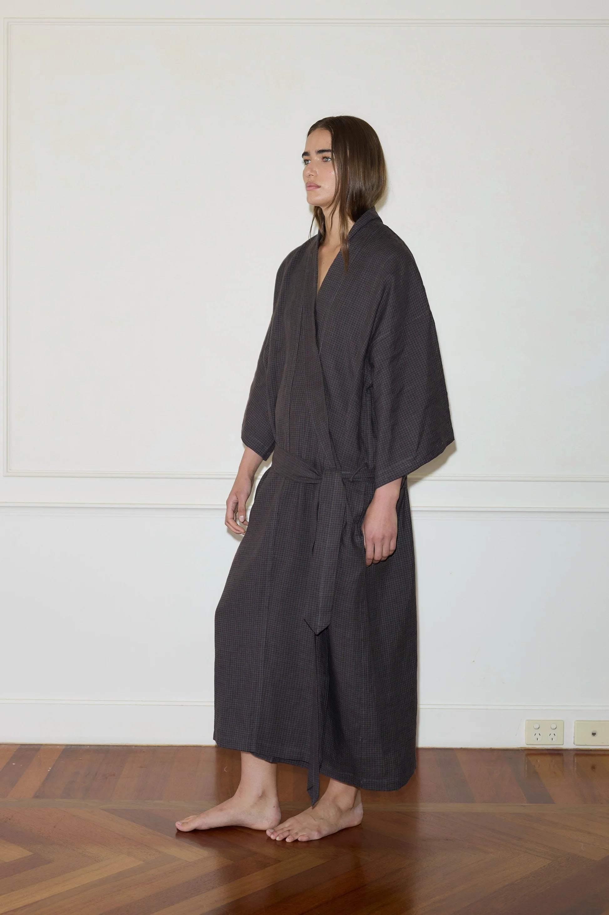Must-Have Deals padded coat02 ROBE - SLATE CHECK
