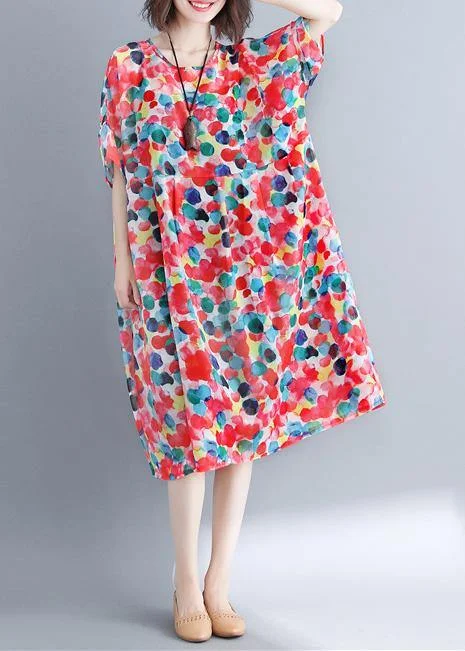 Early Access casual midi dressWomen Red Dotted Dress O Neck Cinched Plus Size Dresses Early Access casual midi dressWomen Red Dotted Dress O Neck Cinched Plus Size Dresses