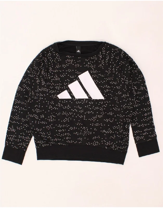 The Best Prices ADIDAS Womens Crop Graphic Sweatshirt Jumper UK 16 Large Black Cotton