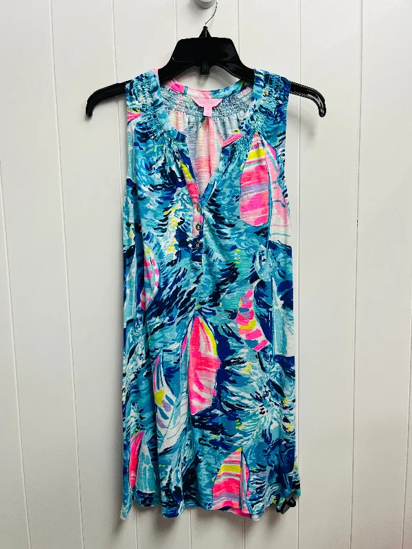 backless dressDress Designer By Lilly Pulitzer In Blue & Pink, Size: S