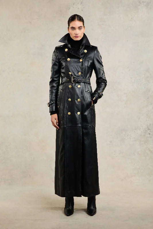 Take Advantage chic outerwearFull Length Marlborough Trench Coat (Valencia Leather Black)
