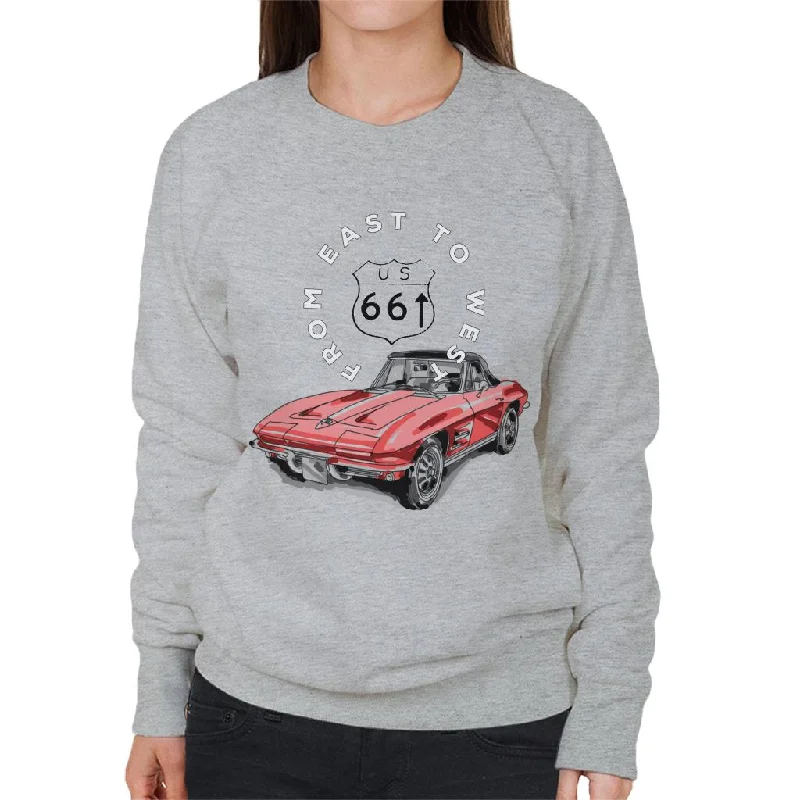 oversized sports sweatshirtRoute 66 From East To West Car Women's Sweatshirt