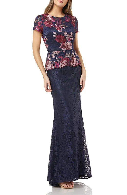 cocktail party dressJS Collections Lace Peplum Dress - Navy Fuchsia