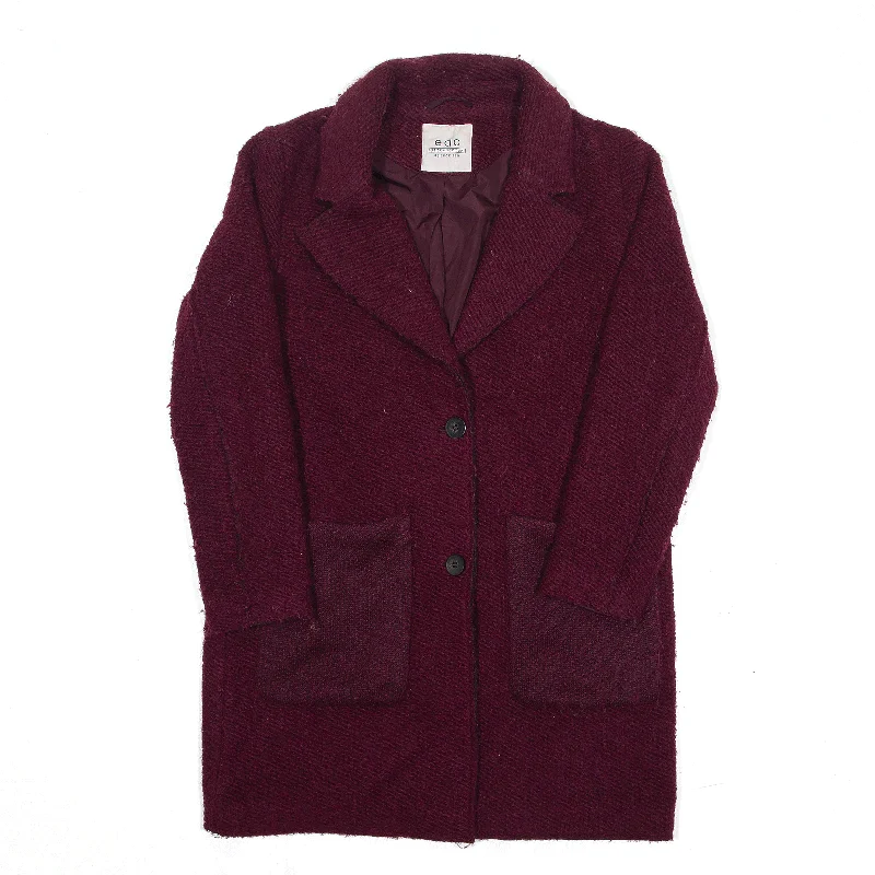 faux fur coatEDC Overcoat Jacket Maroon Womens M