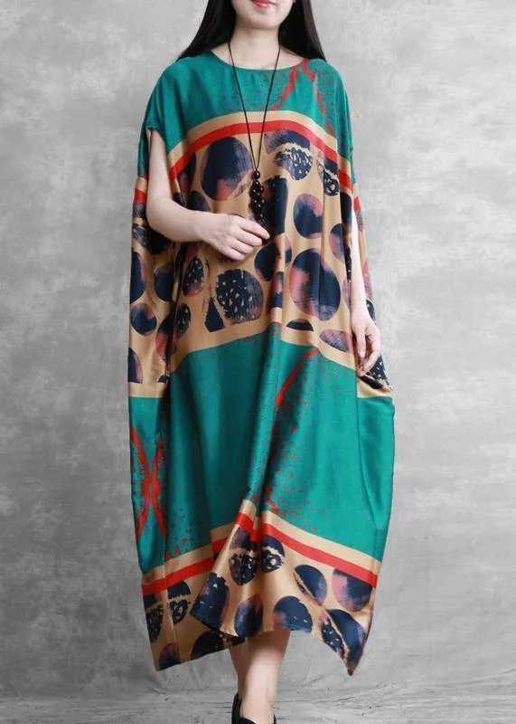 Factory Direct Sale summer dressWomen o neck Batwing Sleeve summer clothes Wardrobes blue print Dresses