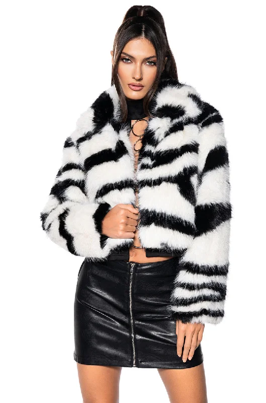 Act Fast wool coatDAYANNE FAUX FUR ZEBRA COAT