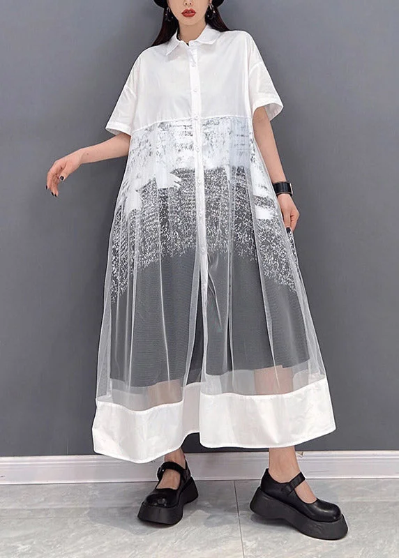 Daily Specials casual shift dressBeautiful White Peter Pan Collar Patchwork Tulle Dress Short Sleeve Daily Specials casual shift dressBeautiful White Peter Pan Collar Patchwork Tulle Dress Short Sleeve