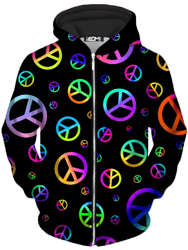 sporty hooded sweatshirtSigns of Peace Unisex Zip-Up Hoodie