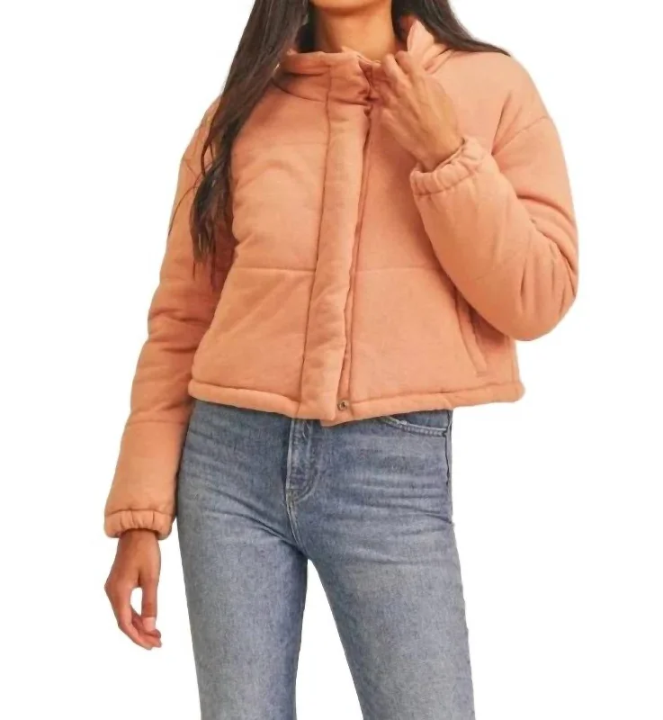 Seasonal Clearance Ariel Knit Quilting Jacket In Apricot