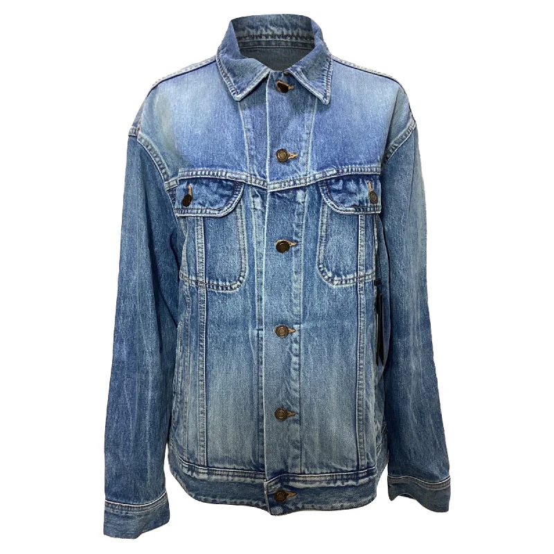 Saint Laurent Button-Up Denim Jacket in Light Blue Cotton