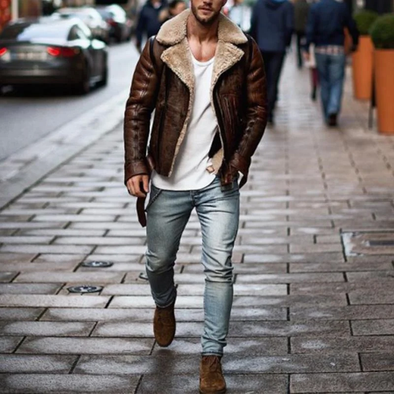 Special Offer versatile coatCasual Padded Leather Men's Coats