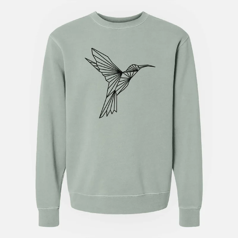 Price Slash slim fit workout hoodieGeometric Hummingbird - Unisex Pigment Dyed Crew Sweatshirt