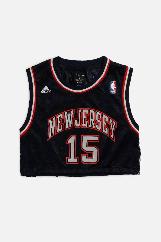Shop and Save eco-friendly sports hoodieRework New Jersey Nets NBA Crop Jersey - XS