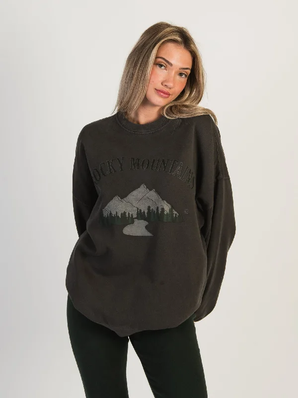 Sneak Peek Sale HARLOW MICHELLE PRINT FLEECE CREWNECK - CHARCOAL