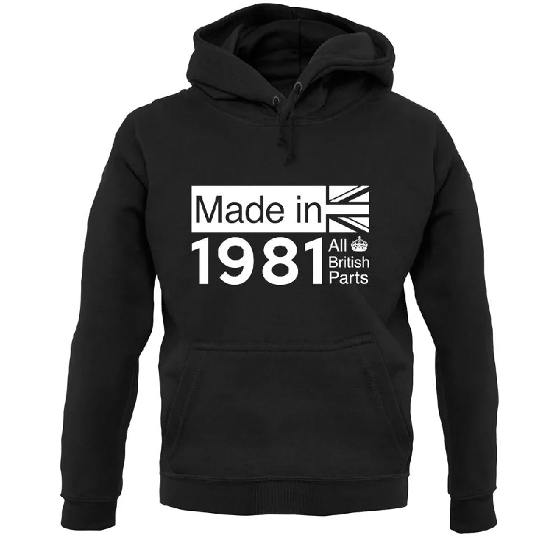 Crazy Savings simple hoodieMade In 1981 All British Parts Crown Unisex Hoodie