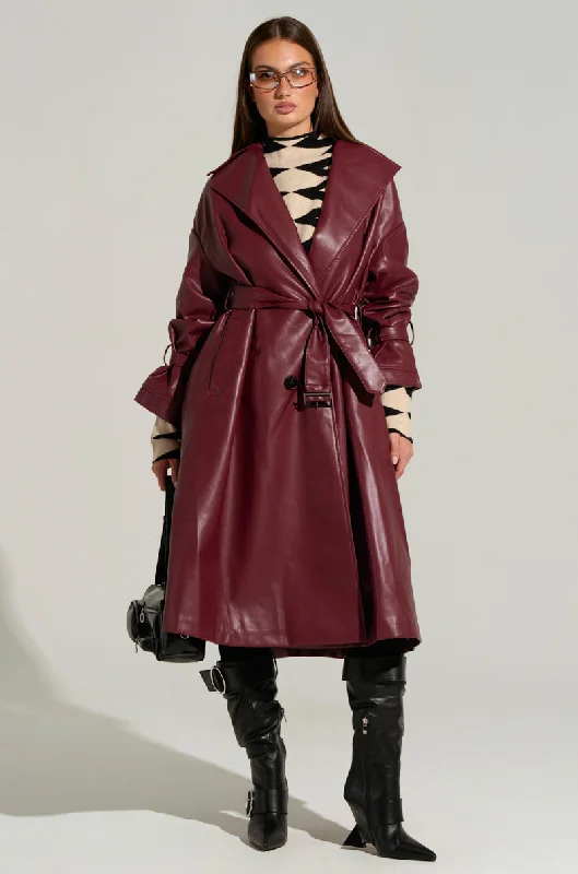 Blowout Sale classic jacketALINNA FAUX LEATHER TRENCH