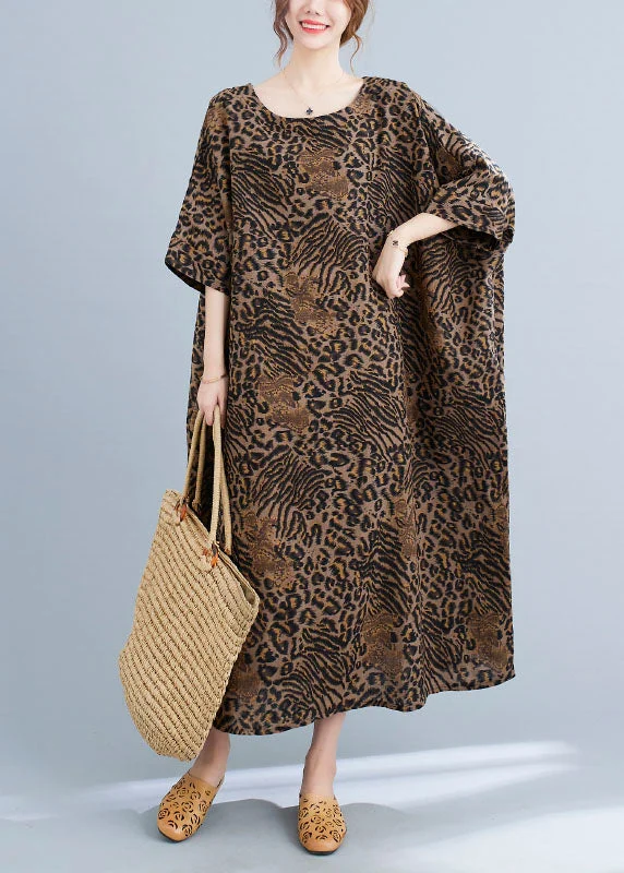 Overstock denim dressElegant Yellow Leopard Pockets Print Cotton Loose Dresses Half Sleeve Overstock denim dressElegant Yellow Leopard Pockets Print Cotton Loose Dresses Half Sleeve