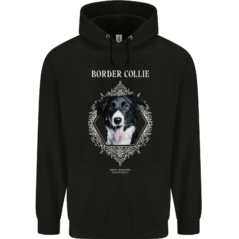 Deal Zone modern athletic hoodieA Decorative Border Collie Mens 80% Cotton Hoodie
