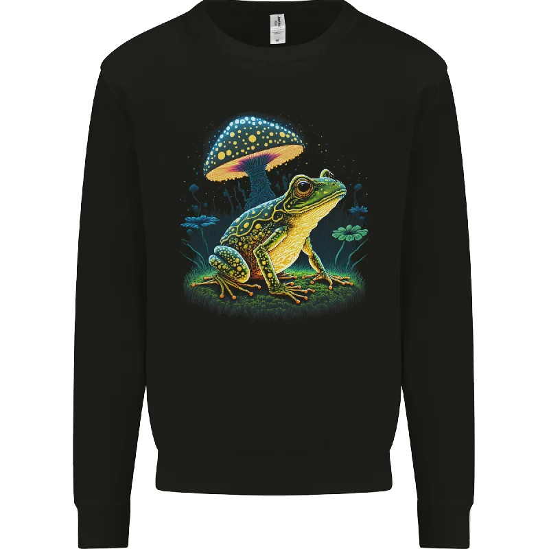 Seasonal Clearance soft athletic sweatshirtA Trippy Frog Magic Mushrooms LSD Mens Sweatshirt Jumper