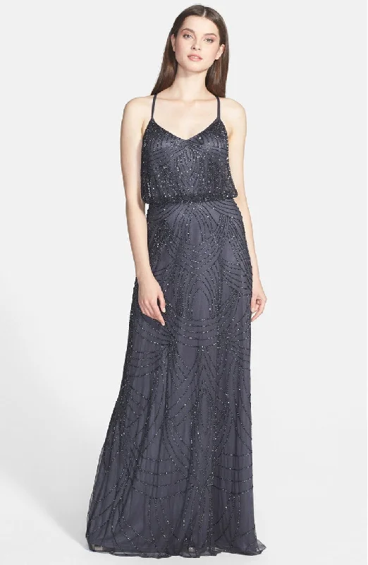 summer dressAdrianna Papell Beaded Chiffon Blouson Gown - Gunmetal