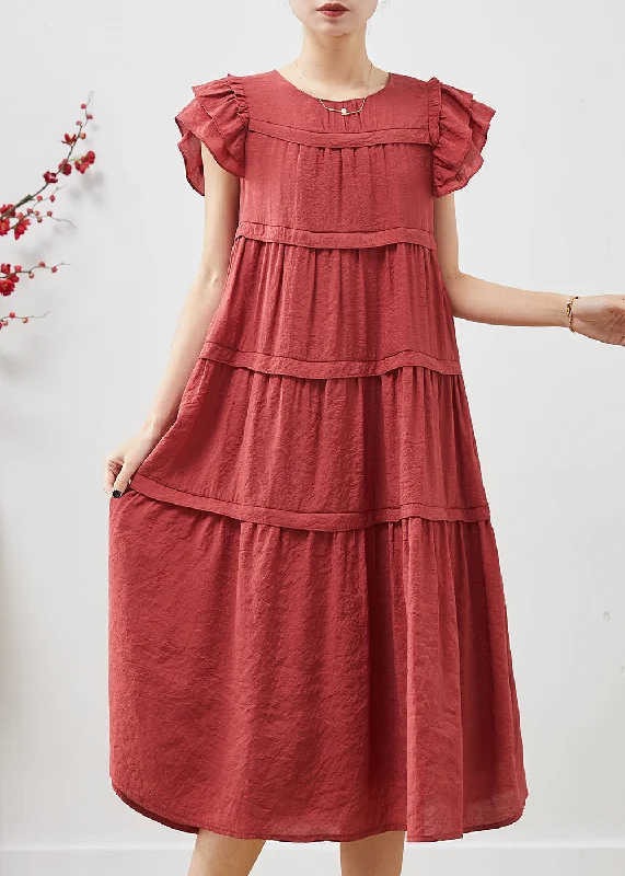 bohemian dressFrench Mulberry Layered Cotton Long Dress Butterfly Sleeve