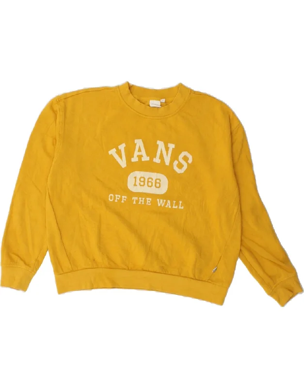 Daily Specials VANS Womens Oversized Graphic Sweatshirt Jumper UK 10 Small Yellow Cotton Daily Specials VANS Womens Oversized Graphic Sweatshirt Jumper UK 10 Small Yellow Cotton
