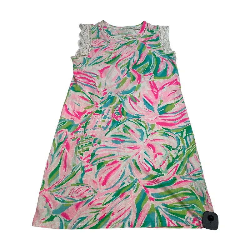 elegant evening dressDress Designer By Lilly Pulitzer In Green & Pink, Size: Xxs