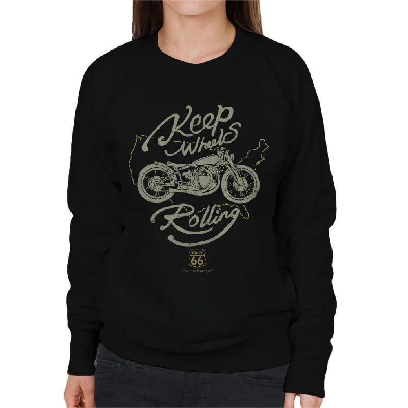 athletic streetwear sweatshirtRoute 66 Keep Wheels Rolling Women's Sweatshirt