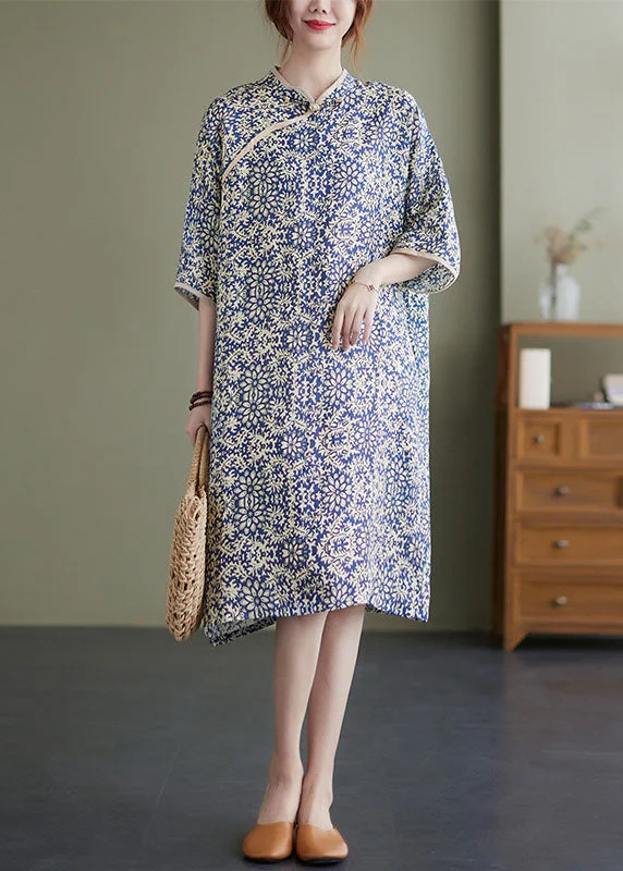 Super Deal fitted bodycon dressOriental Stand Collar Pockets Print Cotton Cheongsam Dresses Half Sleeve Super Deal fitted bodycon dressOriental Stand Collar Pockets Print Cotton Cheongsam Dresses Half Sleeve