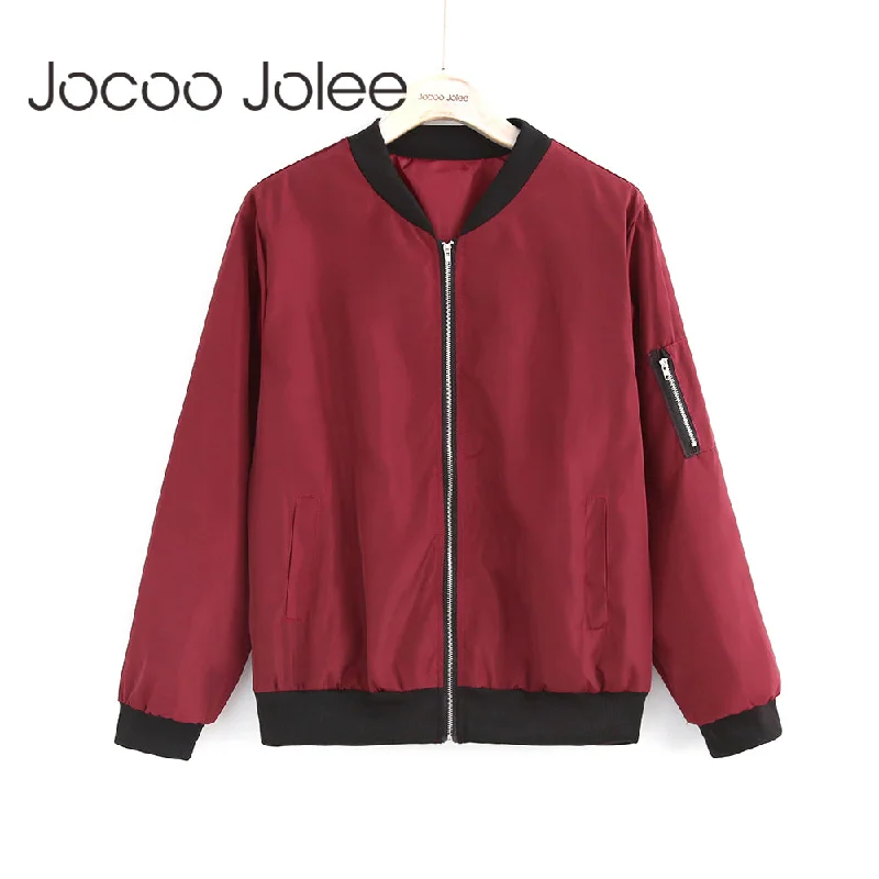 urban casual coatJocoo Jolee Fashion Bomber Jacket Women Long Sleeve Basic Coats Casual Windbreaker Thin Slim Outerwear Short Jackets 2018