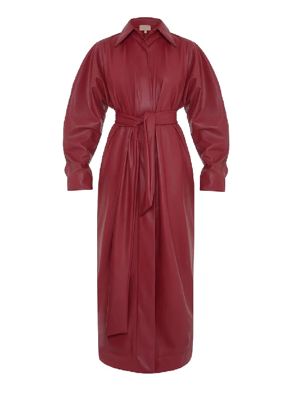 Super Bargain vintage trench coatBERRY LEATHER COAT