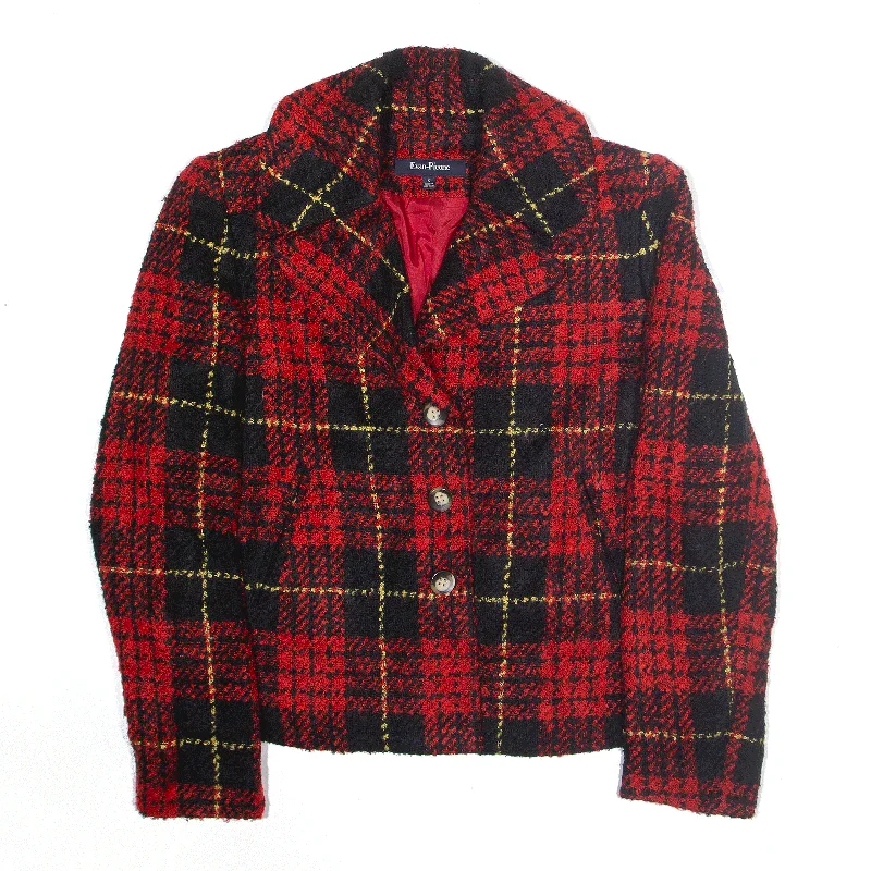 faux fur coatEVAN-PICONE Blazer Jacket Red Check Womens S